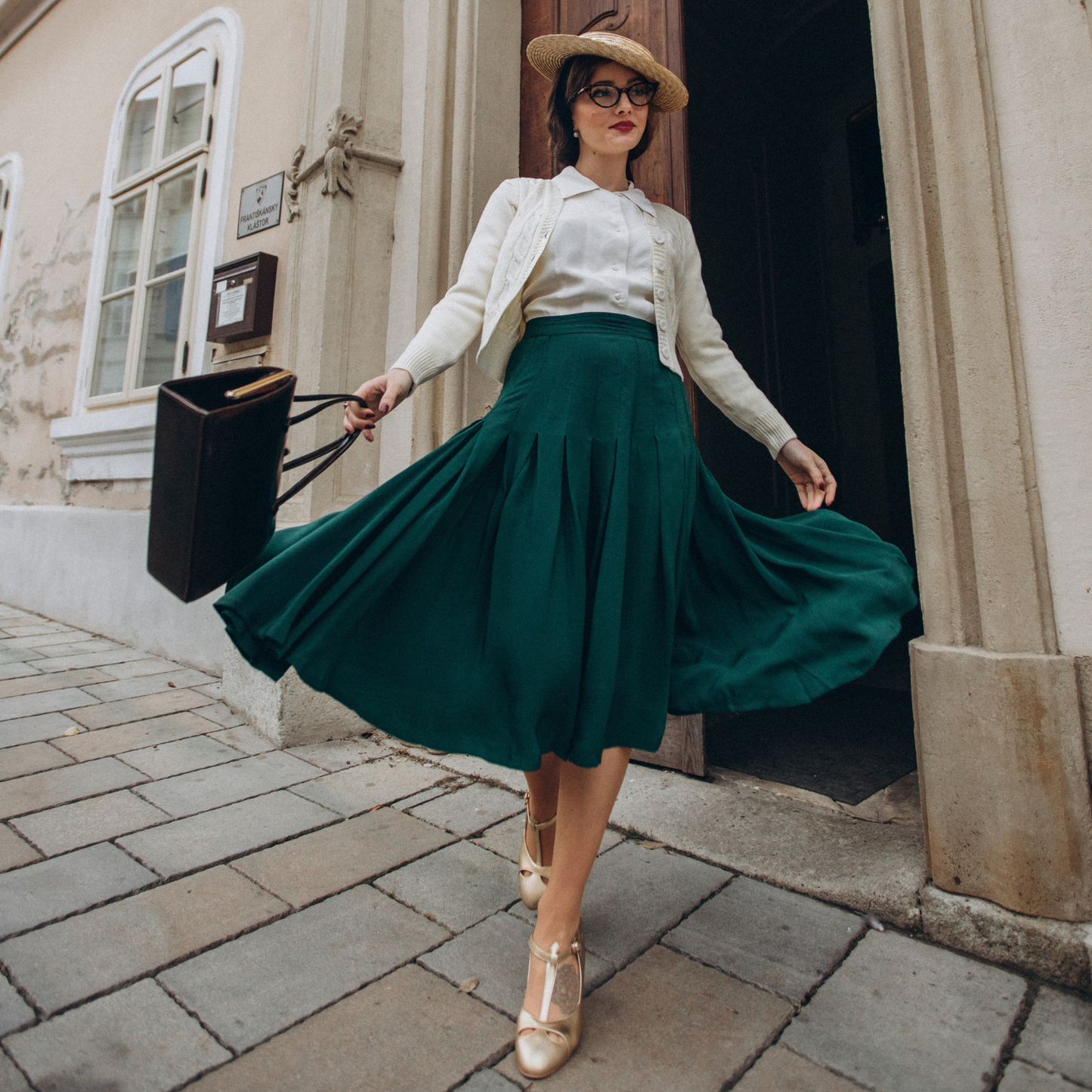 Lucille Pleated Skirt in Windsor Wine