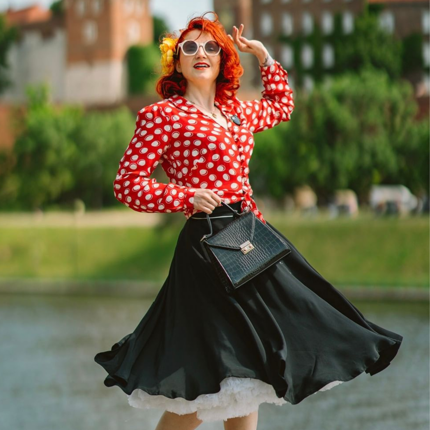 Clarice Blouse in Red Moonshine
