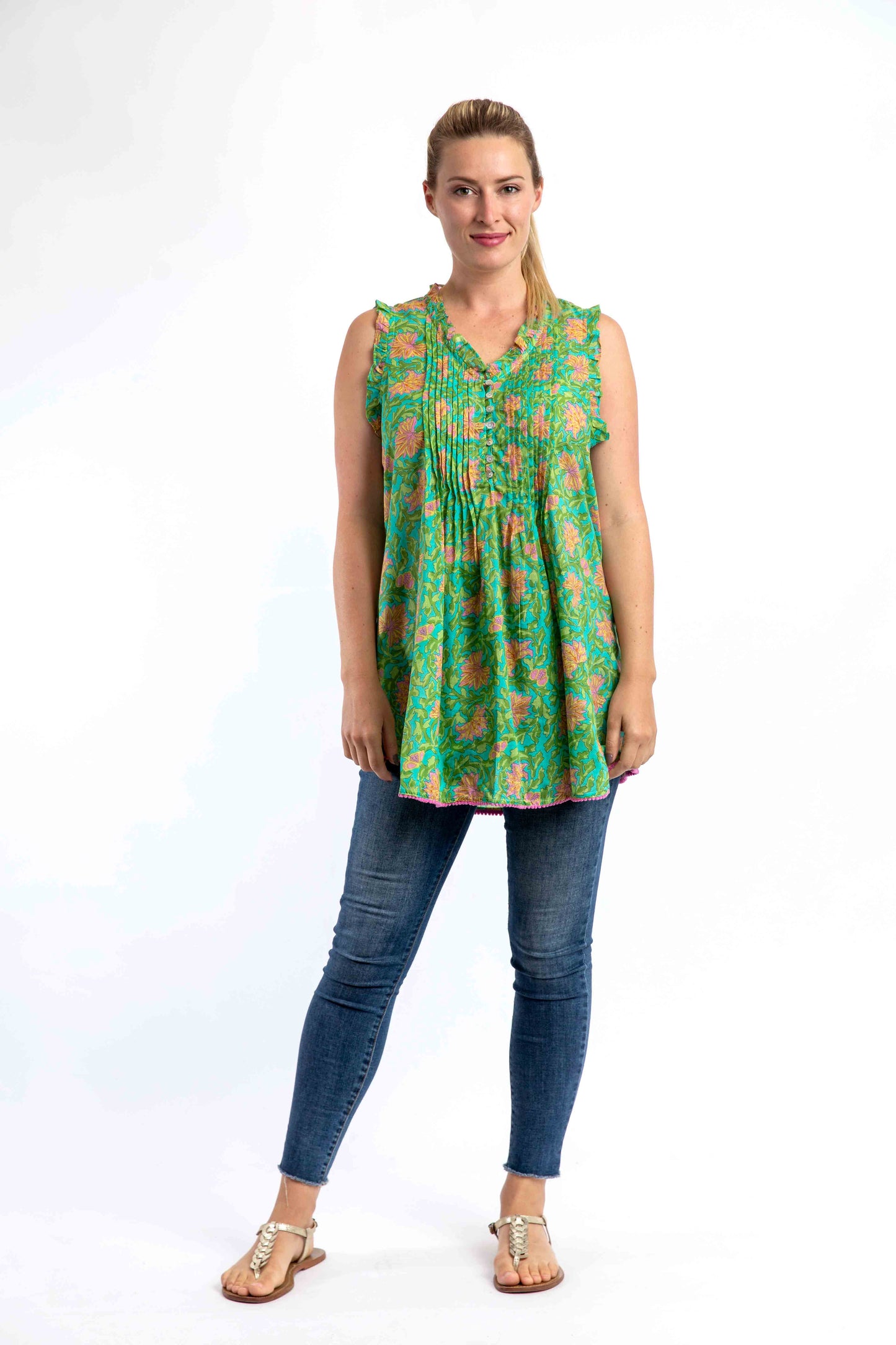 Mozaic Chilli Top in Persian Green