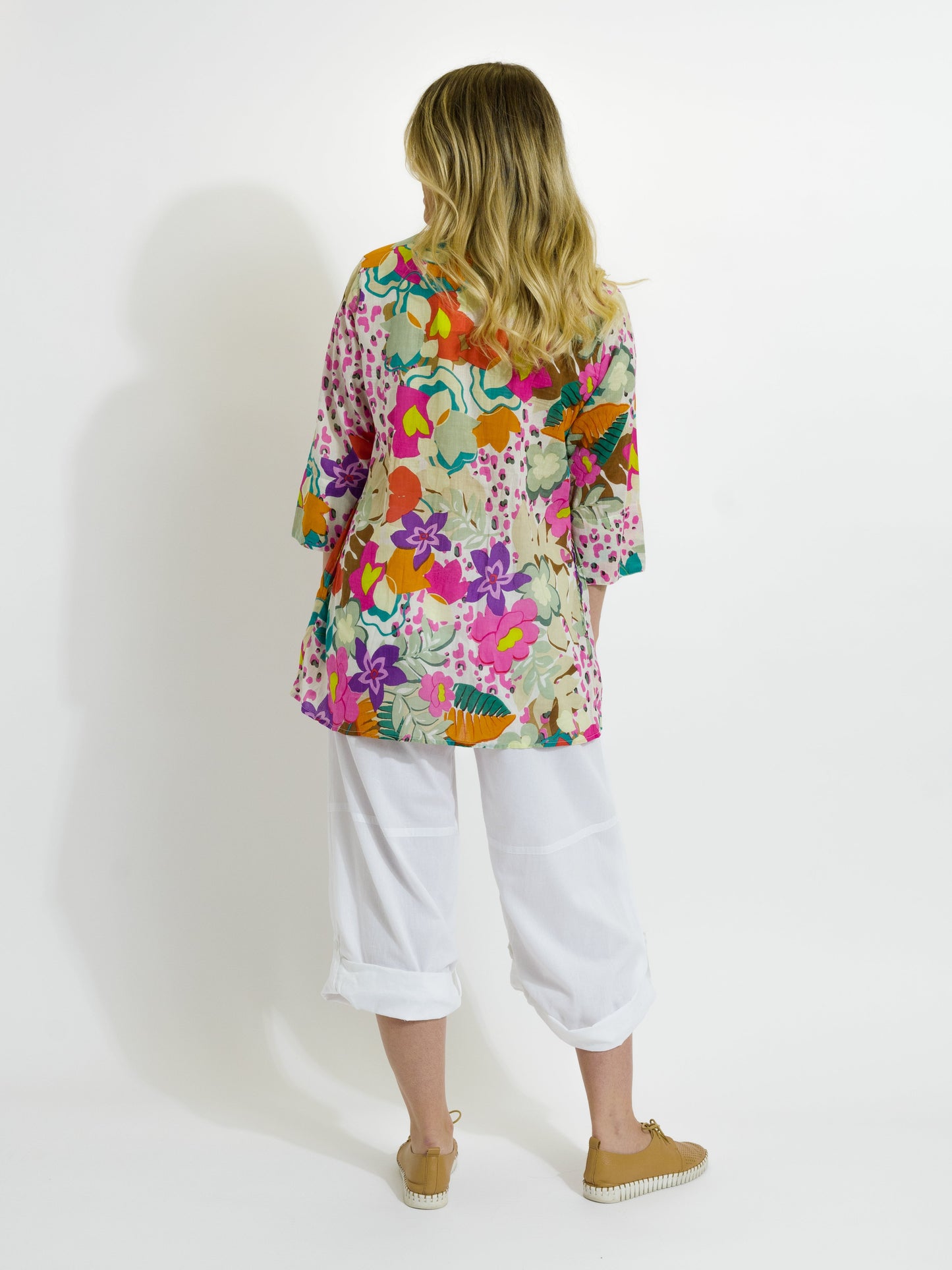 Maroochy Collared Shirt in Fresh Pink Floral