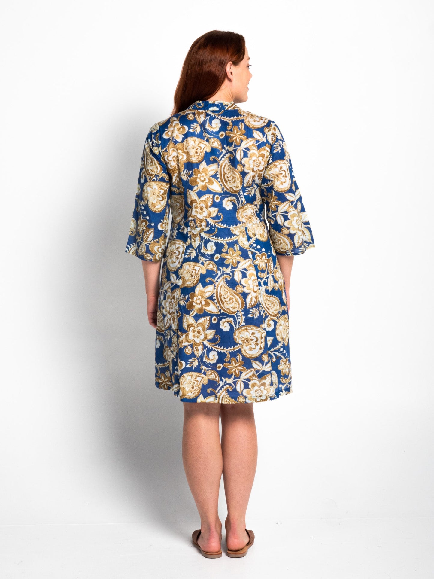 Lucinda Dress in Brocade Blue