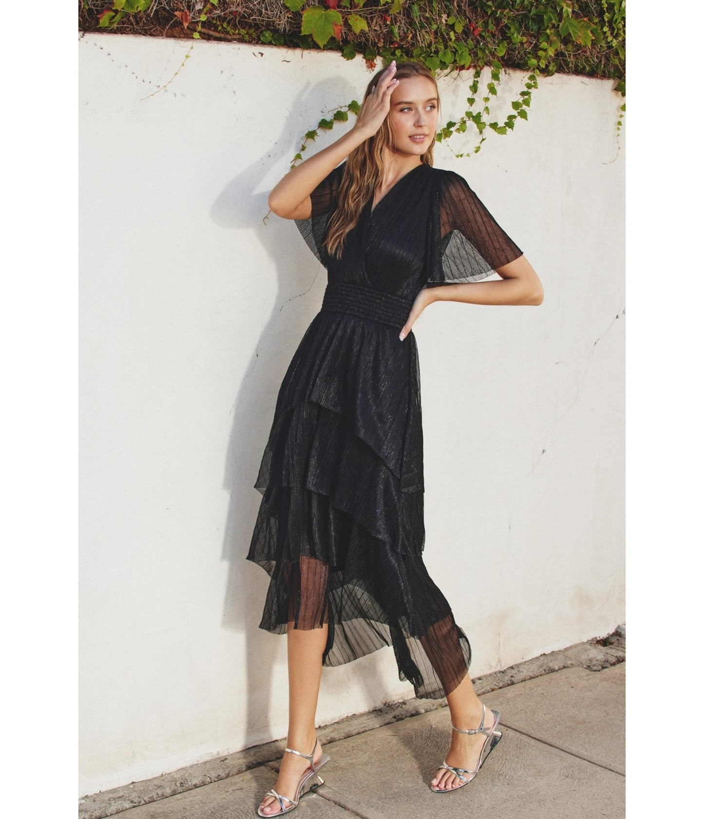 Black Metallic Maxi Dress