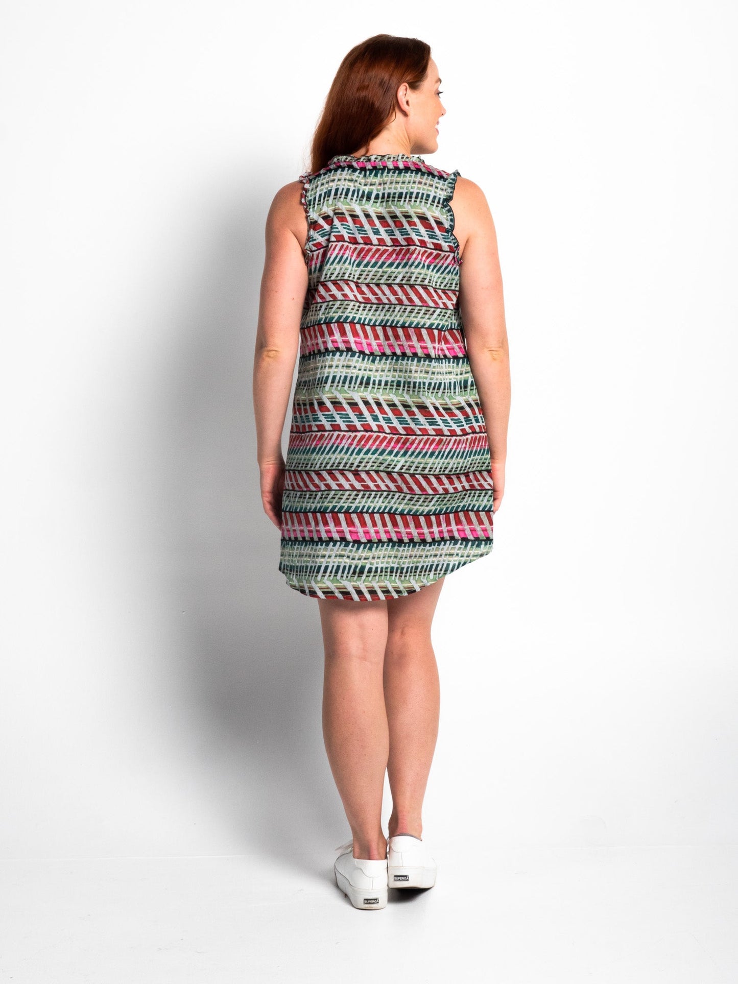 Chilli Dress in Green Pink Geo