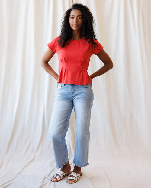 Mid-Rise Straight Ankle Loose Fit