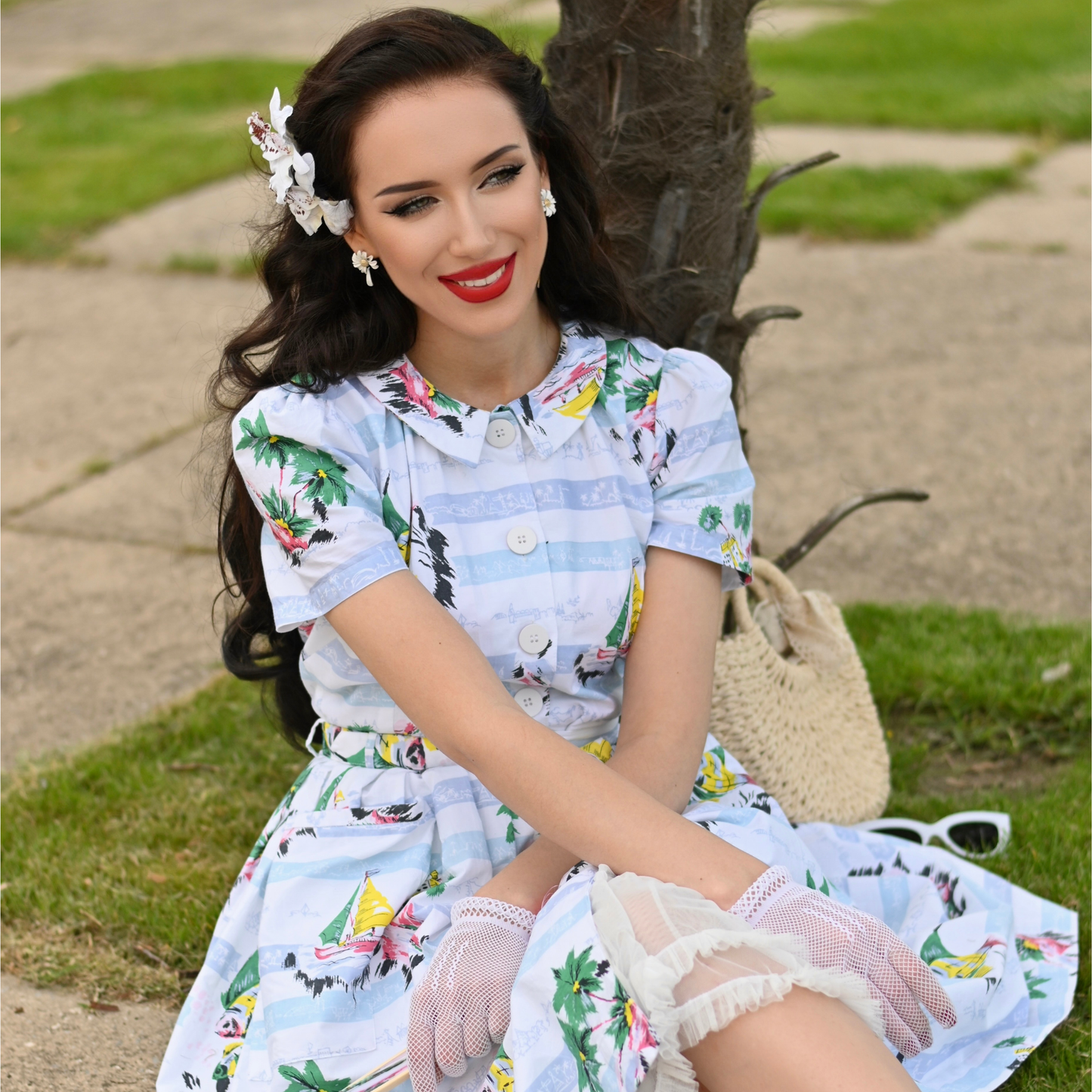 Daphne Dress in Cotton Seaside Print