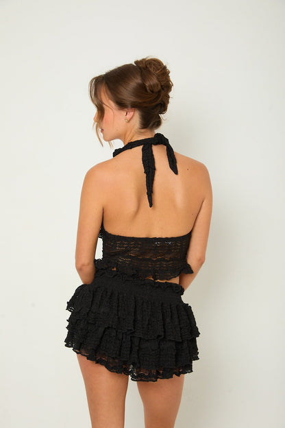 Tilly Lace Ruffle Co-Ord | Black