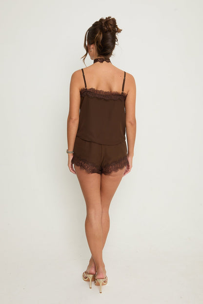 Gigi Lace Top & Choker | Brown