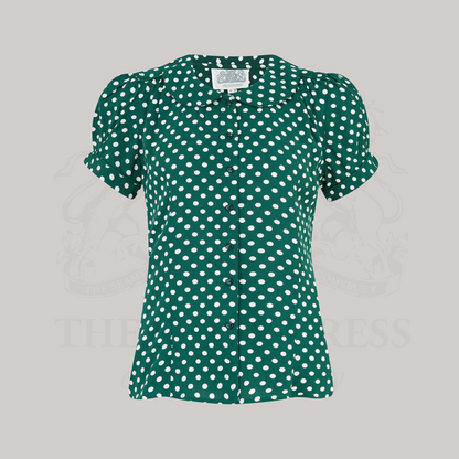 Jive Blouse in Green Polka