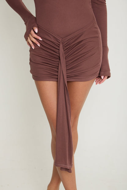 Naomi Ruched Drape Dress | Mauve