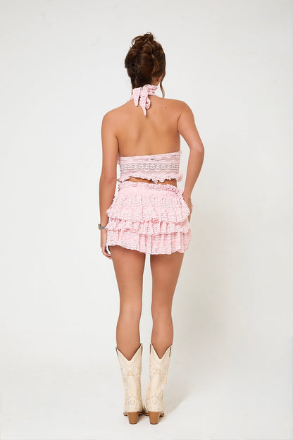 Tilly Lace Ruffle Co-Ord | Pink