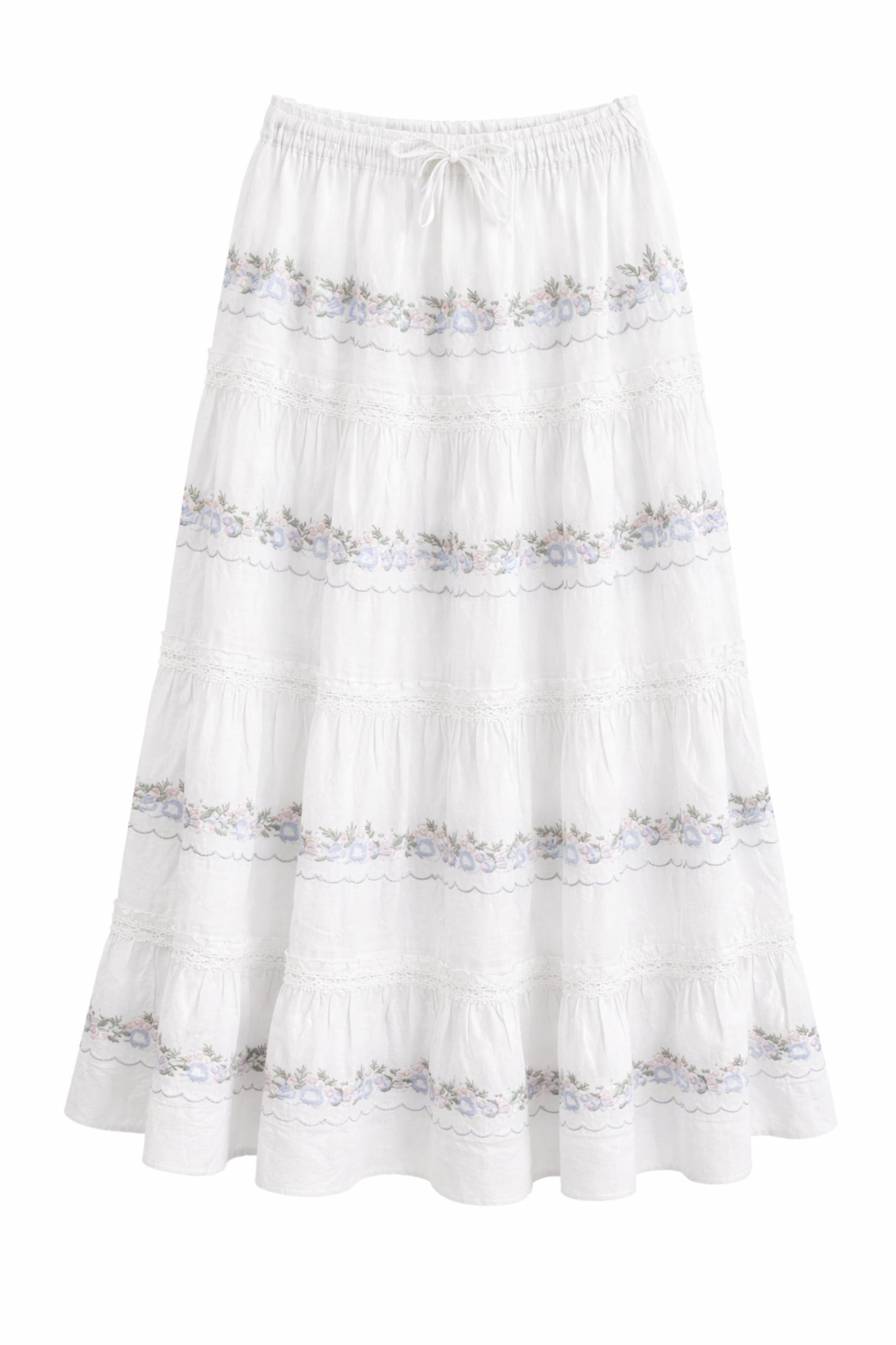 JUNIOR ALLEGRA FLORAL EMBROIDERED MAXI SKIRT