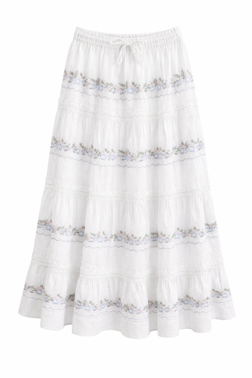 JUNIOR ALLEGRA FLORAL EMBROIDERED MAXI SKIRT