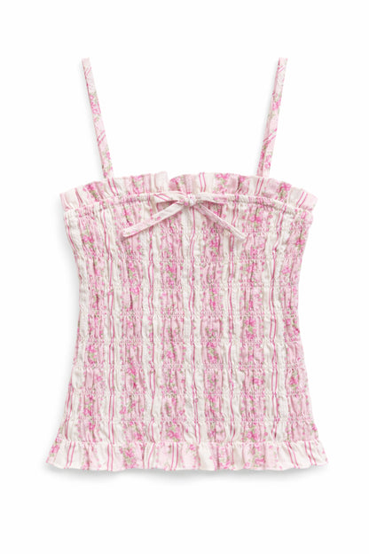 JUNIOR ALMA PRINTED GATHERED CAMI TOP