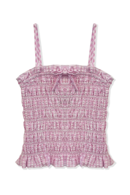 TWEEN ALMA SEERSUCKER SMOCKED STRAPLESS TOP - FINAL SALE