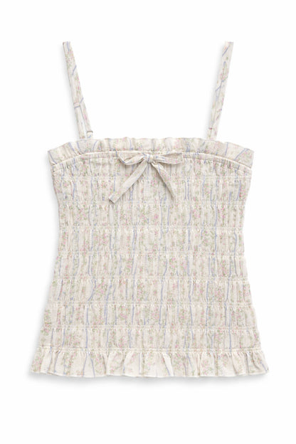 JUNIOR ALMA PRINTED GATHERED CAMI TOP