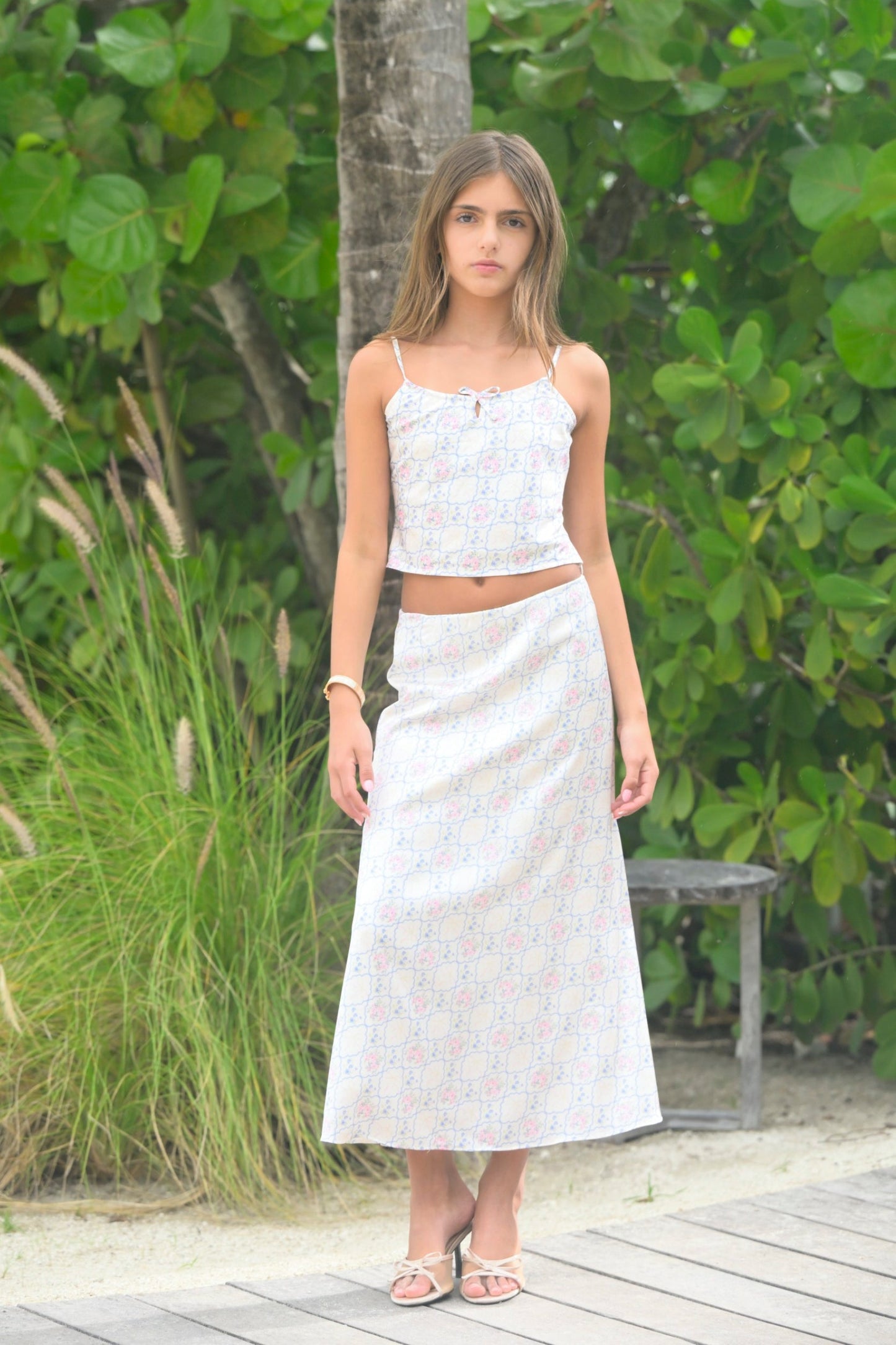 TWEEN ANASTASIA PRINTED SATIN MAXI SKIRT