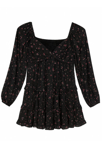 TWEEN ANNALISE PRINTED TWIST FRONT LONG SLEEVE DRESS - FINAL SALE