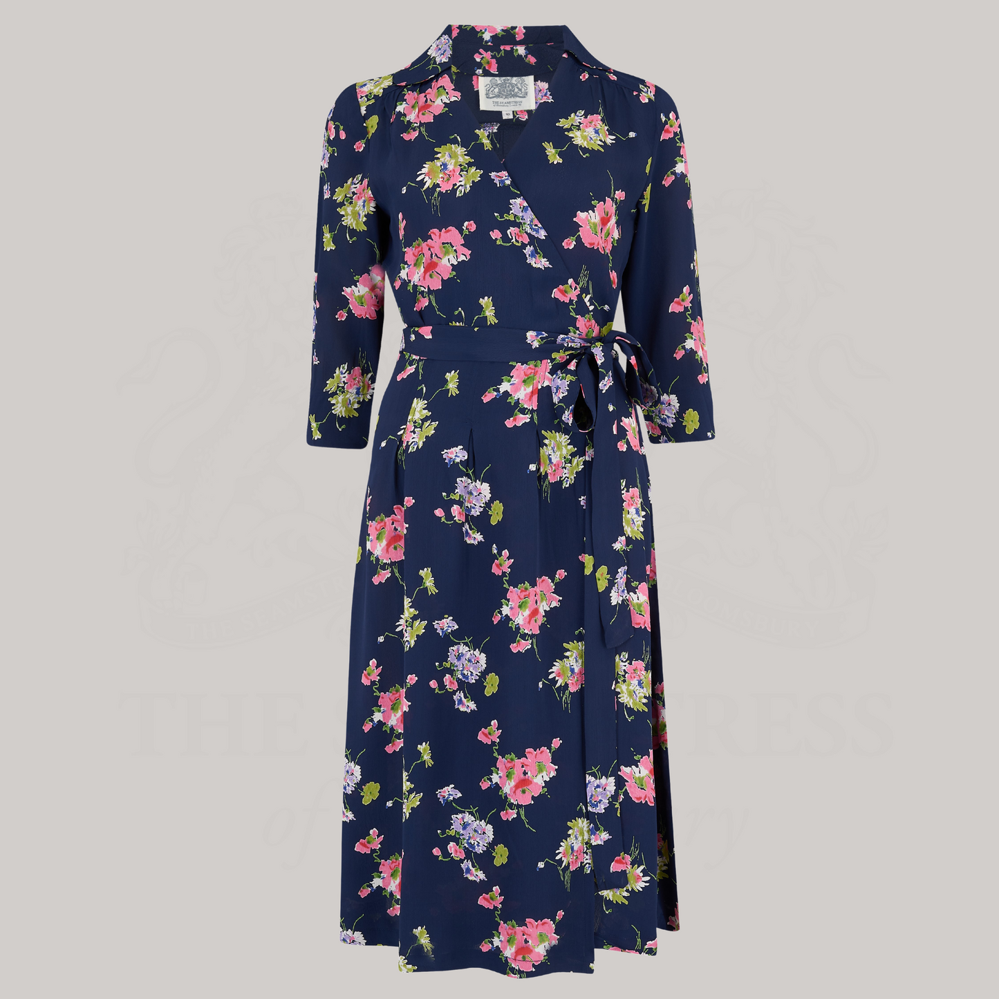 Loretta Wrap Dress in Navy Mayflower