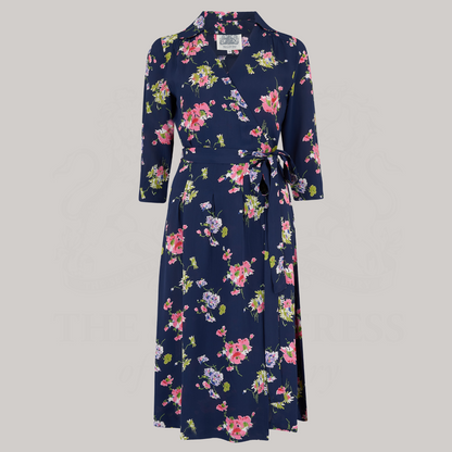 Loretta Wrap Dress in Navy Mayflower