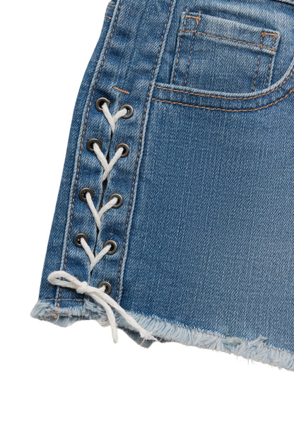 TWEEN BERLIN SIDE LACE UP DENIM SHORTS