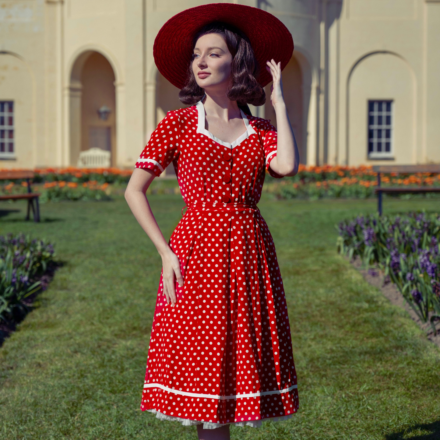 Francoise Dress in Red Polka
