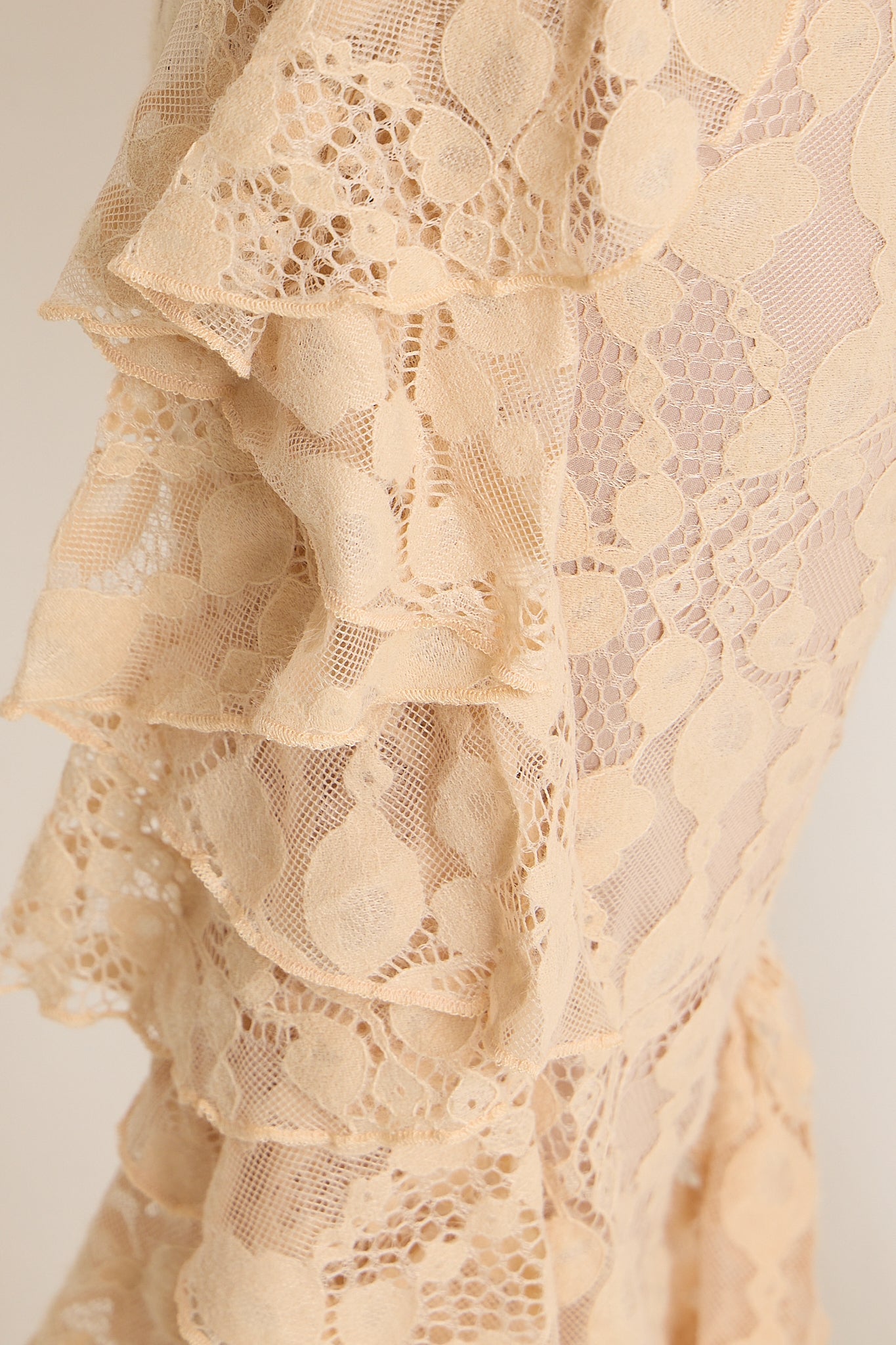 Sydney Lace Ruffle Trousers | Beige