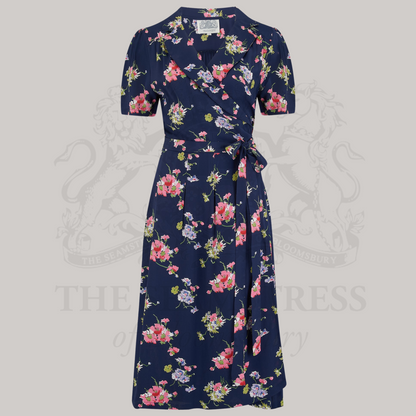 Peggy Wrap Dress in Navy Mayflower