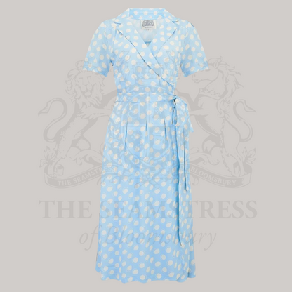 Peggy Wrap Dress in Powder Blue Moonshine