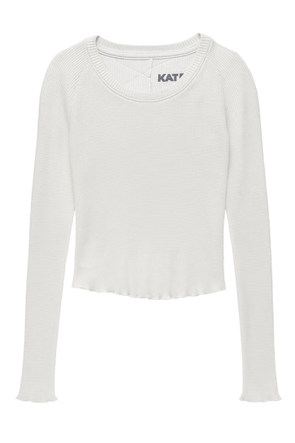 JUNIOR CAMDEN LETTUCE HEM LS TOP
