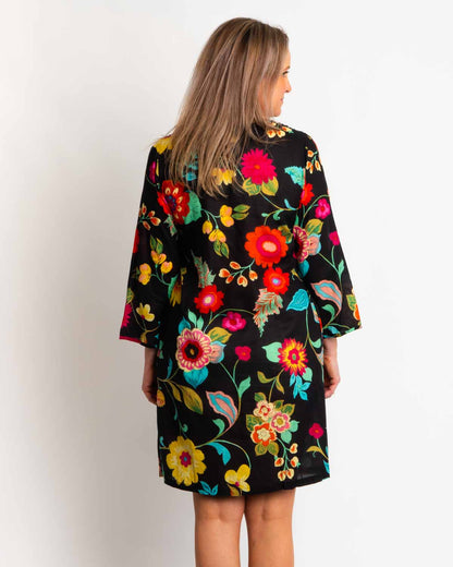 Heron Dress in Black Floral