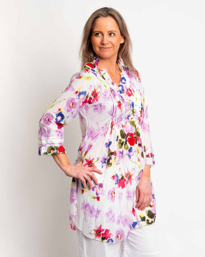 Long summer top in Lilac Pink