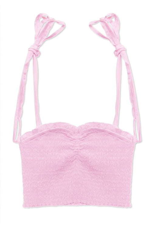 TWEEN CHER SOLID SMOCKED SWEETHEART TOP