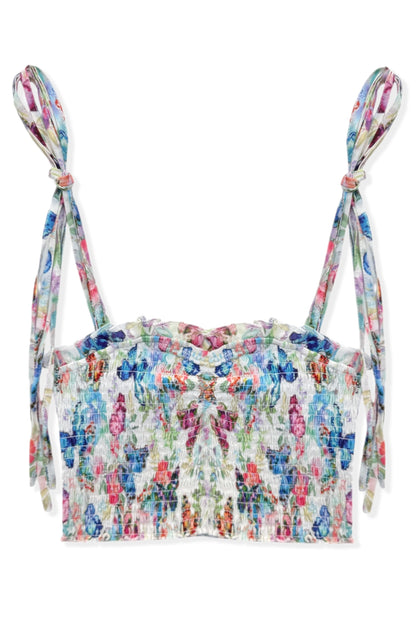 TWEEN CHER PRINTED SMOCKED SWEETHEART TOP - FINAL SALE