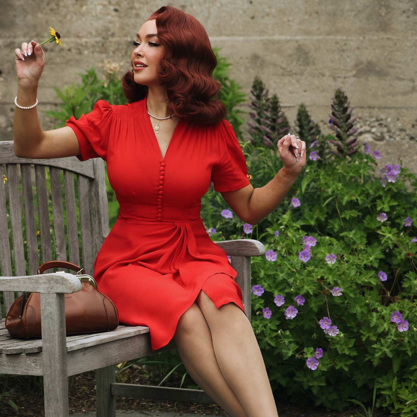 Mabel Waterfall Dress in Lipstick Red