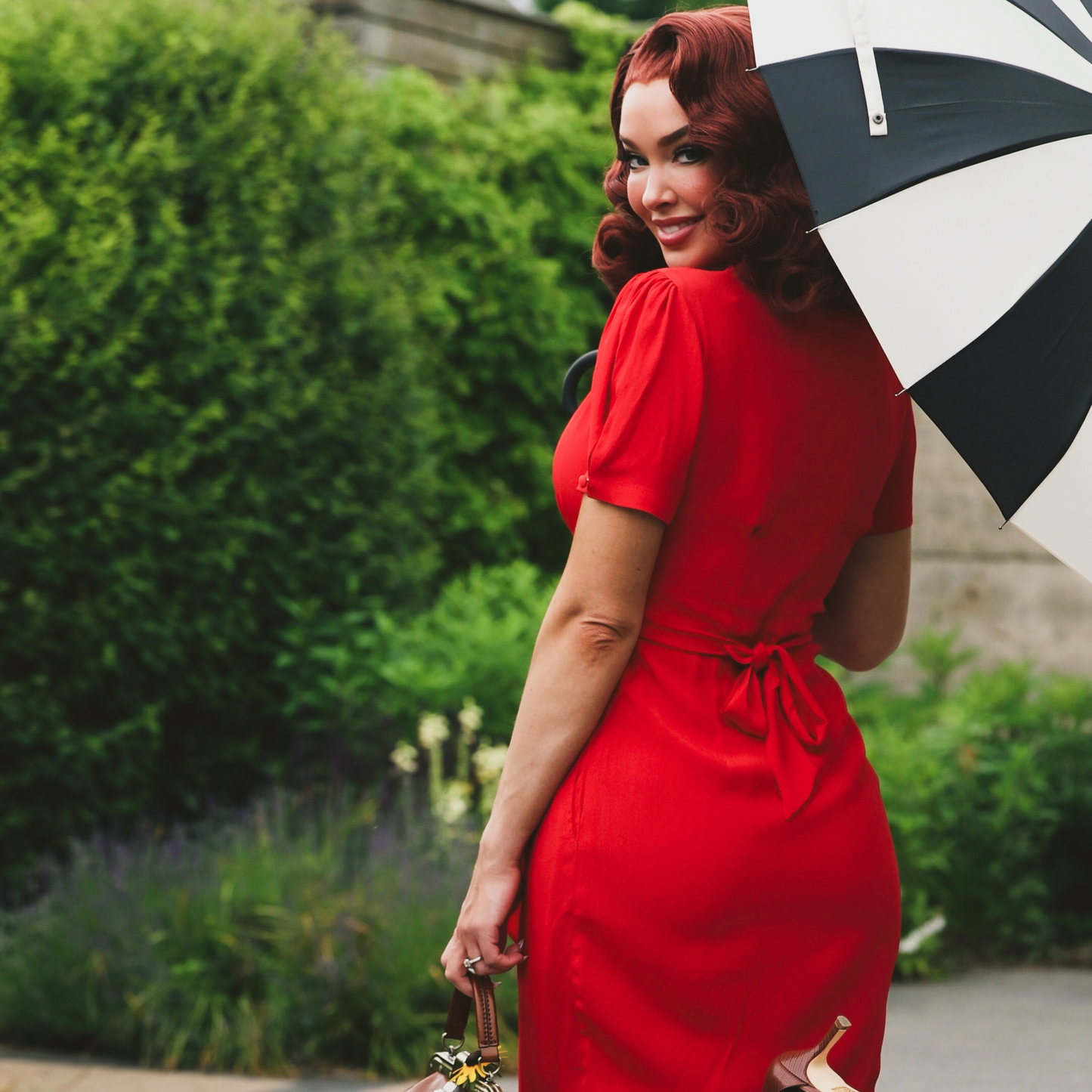 Mabel Waterfall Dress in Lipstick Red