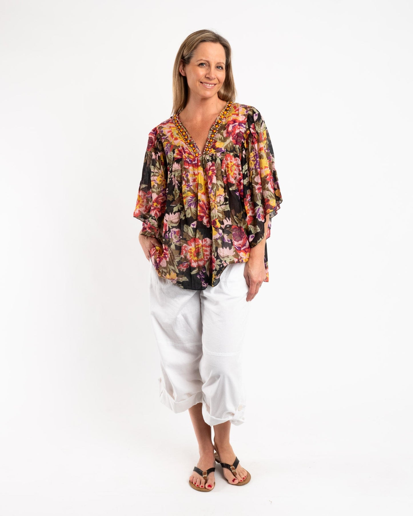 Batwing Top with Gather