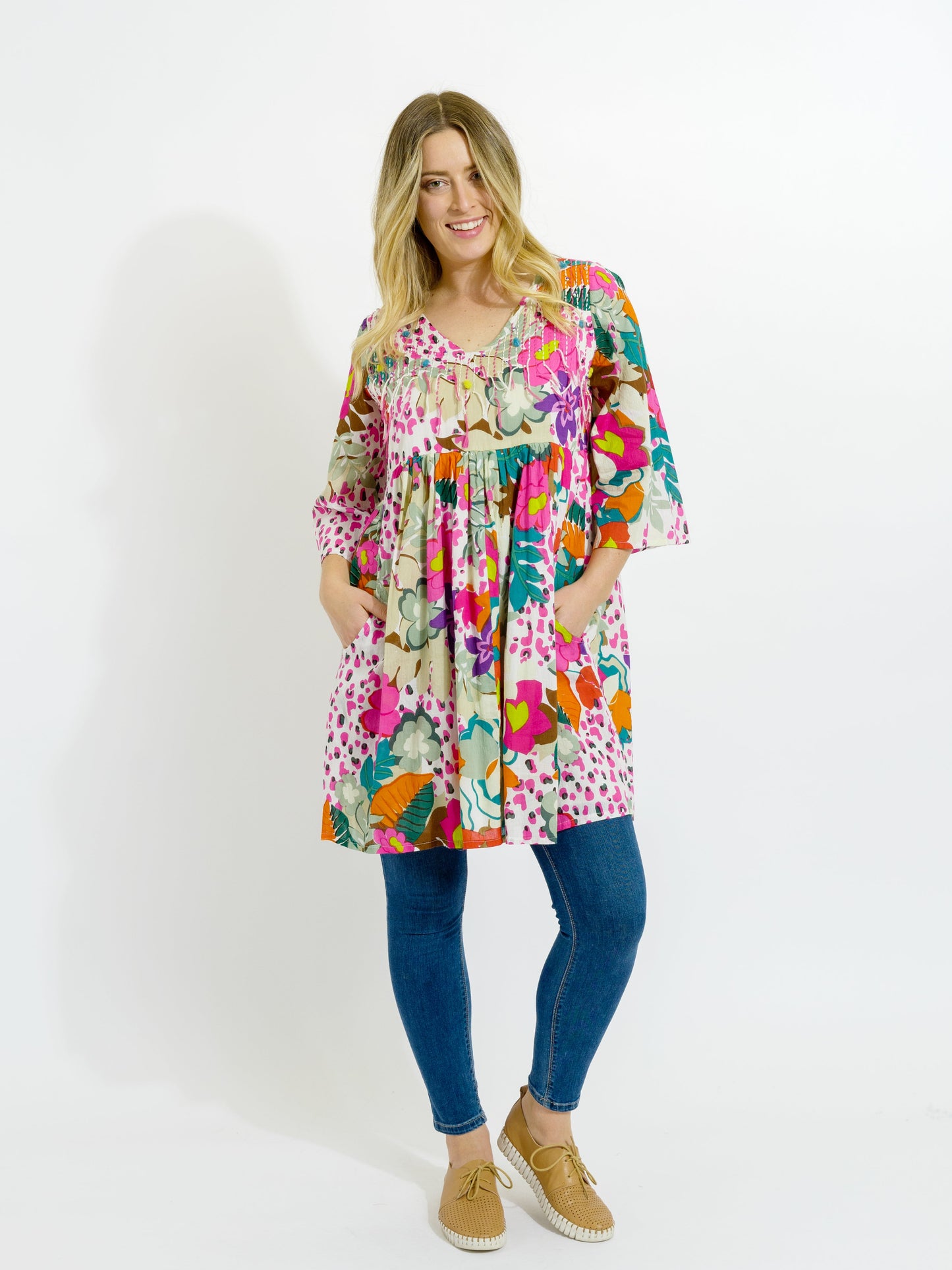 Billinudgel Dress in Fresh Pink Floral
