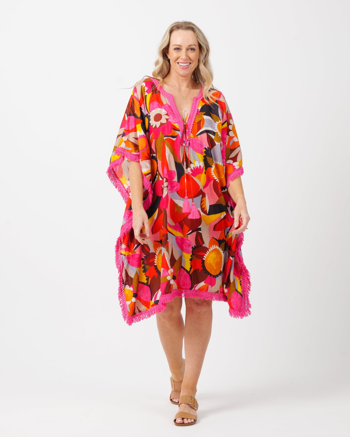 Bedarra Kaftan Dress in Bold Floral