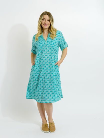 Mareeba Dress in Teal Fan