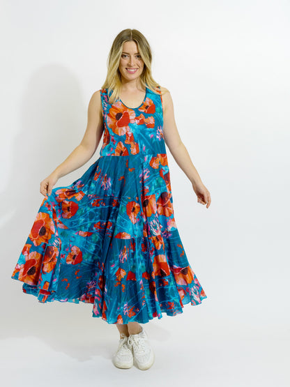 Daydream Dress in Sea Green Poppy