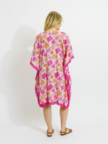 Bedarra Kaftan Dress in Pink Coral