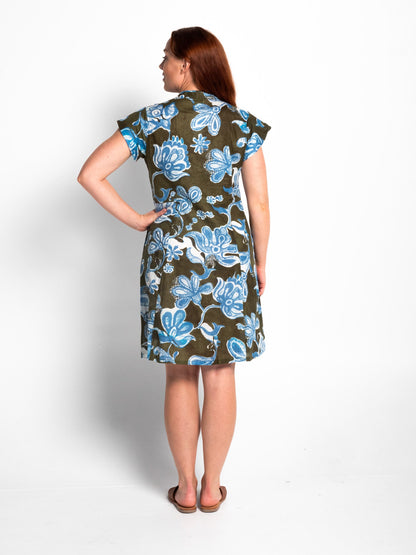 Mareeba Dress Cap Sleeve in Kale Floral