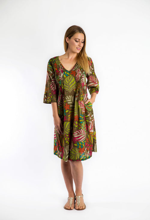 Heron Dress in Green Fern