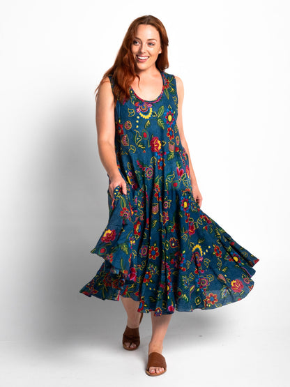 Daydream Dress in Denim Floral