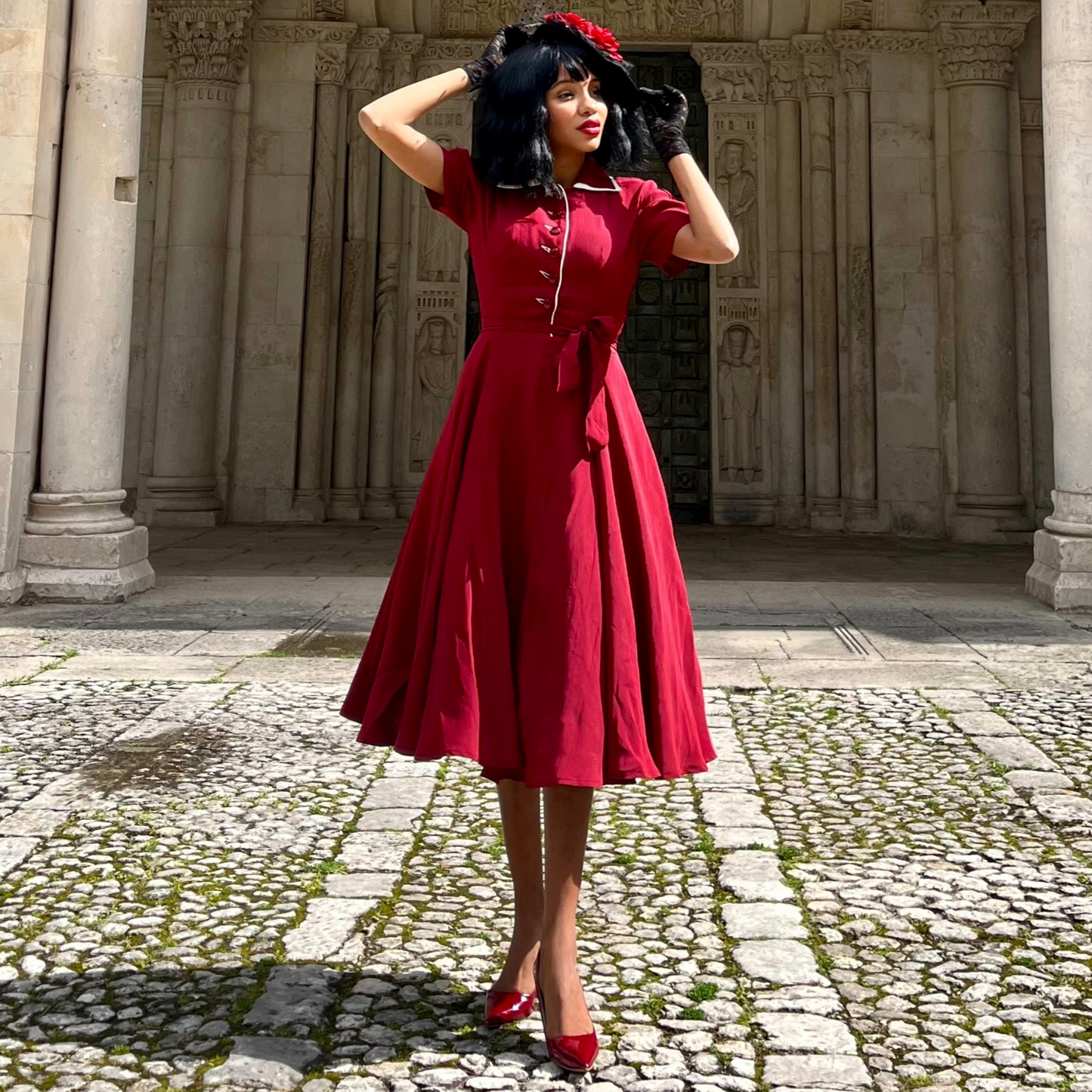 Mae Tea Dress in Windsor Wine
