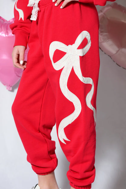TWEEN DYLAN BOW APPLIQUE SWEATPANT