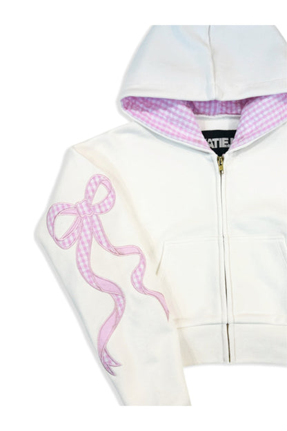 JUNIOR DYLAN BOW APPLIQUE ZIP HOODIE