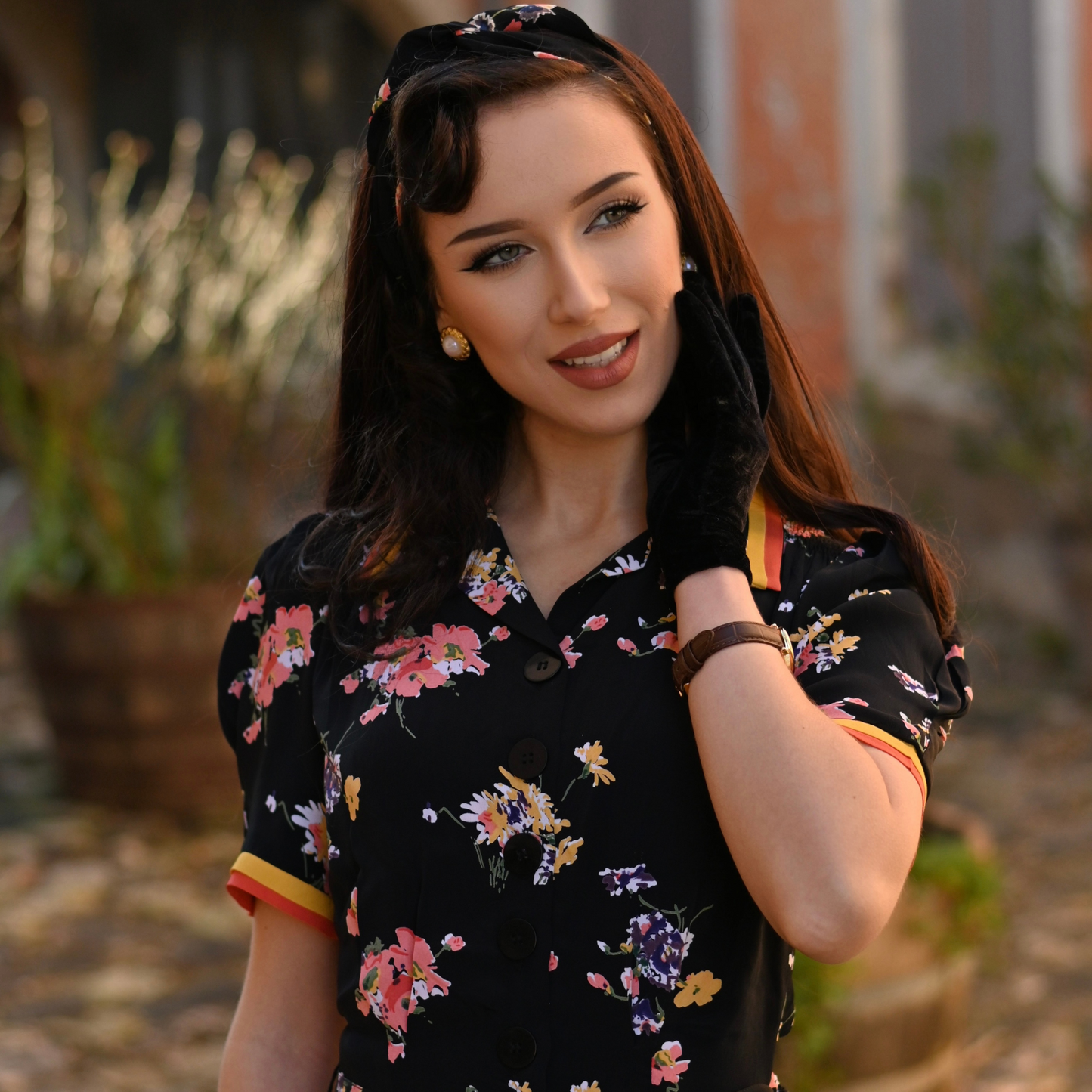 Roma Dress in Black Mayflower