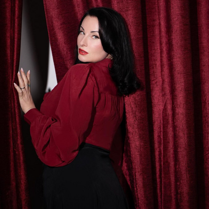 Eva Pussy Bow Blouse in Windsor Wine