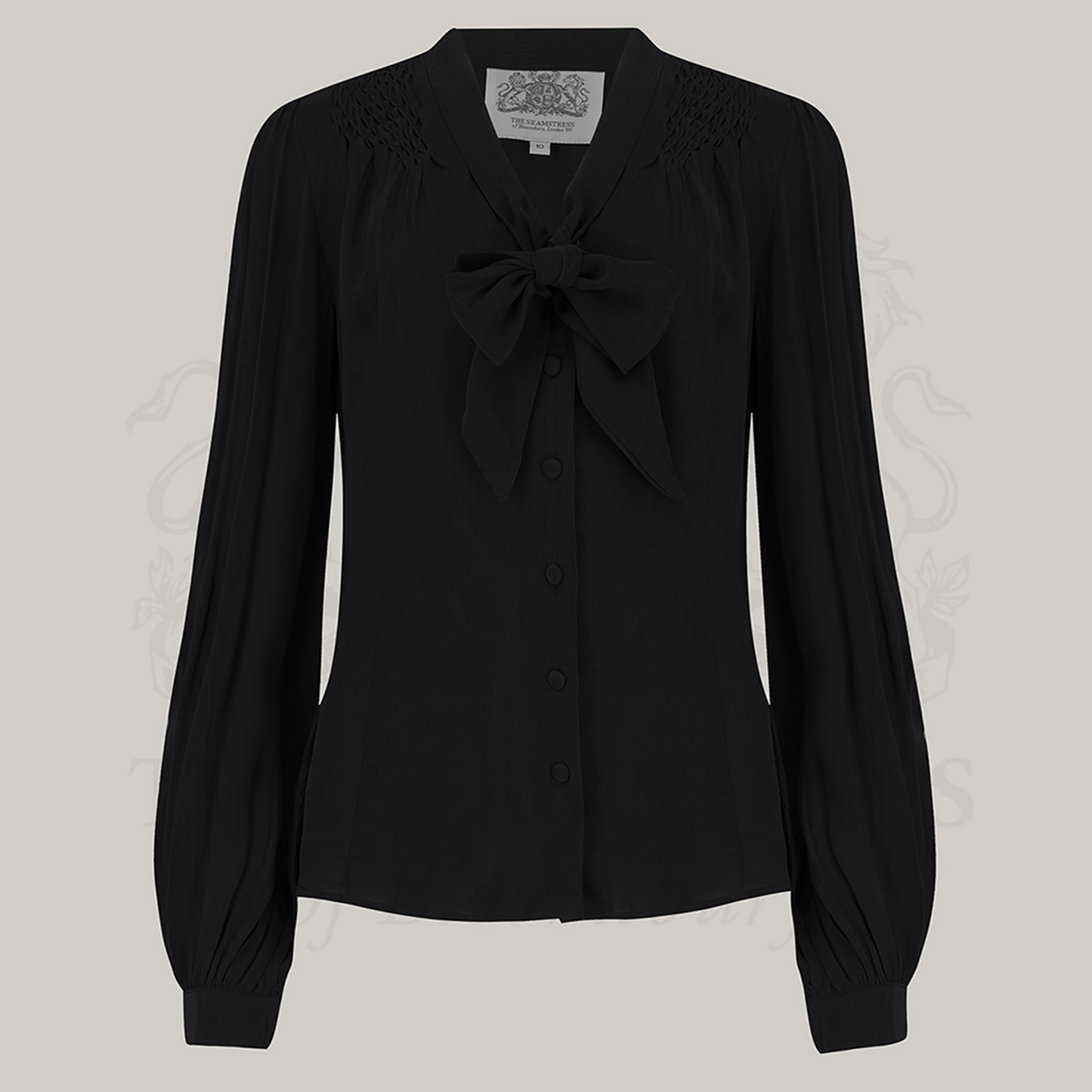 Eva Pussy Bow Blouse in Liquorice Black